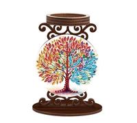 SHEGZHUC Diamond Painting Bougeoir en bois 10 x 13,5 cm - Peinture diamant - Bougeoir pilier - Décoration de table - Cadeau - Décoration de salon, chambre à coucher, salle de bain - Arbre de vie