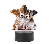 SHEGZHUC Diamond Painting Lampe de chevet Touch Diamond Painting Chiens Animaux LED Lampe de table Veilleuse Prise USB Lampe LED Mosaïque Peinture Diamant Art Cadeau Ornements Table Chambre Décoration