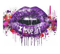 SHEGZHUC Diamond Painting Lèvres Violet 40 x 30 cm Diamond Painting Pop Art I Love Art Diamond Painting Bouche Mosaïque Diamant Peinture Art Broderie Point de Croix Images Cadeau Décoration Murale
