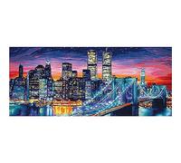 SHEGZHUC Diamond Painting Paysage Manhattan 110 x 50 cm Diamond Painting Ville Peinture Diamant Ville Lumiere Diamond Painting Fluorescent la Nuit Diamond Painting Pont Broderie Diamant Paysage