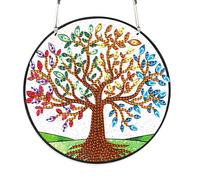 SHEGZHUC Diamond Painting Pendentif attrape-soleil Diamond Painting Ornements Diamant Peinture Art Broderie Point de Croix Cadeau Fenêtre Porte d'entrée à suspendre Décoration || Arbre de vie