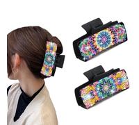 SHEGZHUC Lot de 2 pinces à cheveux de peinture diamant 4 - Pinces à cheveux antidérapantes pour cheveux fins et épais - Cadeau pour femmes et filles