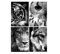 SHEGZHUC Lot de 4 Diamond Painting Oeil 30x40 cm Broderie Diamant Oeil Diamond 5D Complet Oeil Diamond Painting Tigre Diamant Painting Chouette Hibou Peinture Numero Lion Perle Diamant a Coller Loup