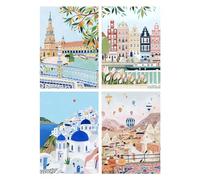 SHEGZHUC Lot de 4 Diamond Painting Ville 30x40cm - Peinture Diamant Bord de Mer, Affiche Voyage Pays-Bas, Espagne, Grèce, Turquie - Paysage Artisanat Décor