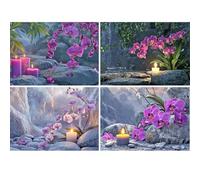 SHEGZHUC Lot de 4 peintures diamant orchidées 40 x 30 cm Peinture diamant Fleurs Peinture par numéros Adultes Orchidées Zen Mosaïque Diamant Peinture Art Broderie Point de Croix Images Cadeau