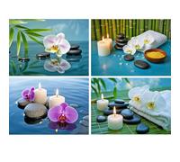 SHEGZHUC Lot de 4 peintures diamant pour adultes - Fleurs orchidées - 40 x 30 cm - Peinture diamant - Religion zen - Broderie au point de croix - Cadeau - Décoration murale pour chambre à coucher et