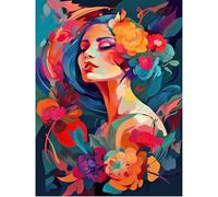 SHEGZHUC Peinture diamant 40 x 50 cm Femme avec fleurs Diamond Painting Art abstrait Femme Mosaïque Diamant Peinture Art Broderie Point de Croix Photos Cadeau Décoration murale