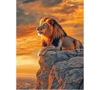 SHEGZHUC Peinture diamant 40 x 50 cm Lion Coucher de soleil Peinture par numéros Lion Diamond Painting Animaux Mosaïque Diamant Peinture Art Broderie Point de Croix Images Cadeau Décoration murale
