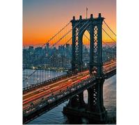 SHEGZHUC Peinture diamant 40 x 50 cm pour adulte pont de Manhattan - Peinture diamant - Pont de New York - Mosaïque - Broderie au point de croix - Art cadeau - Décoration murale pour chambre à coucher