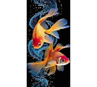 SHEGZHUC Peinture diamant 45 x 85 cm Poissons de combat siamois Peinture diamant Signe du zodiaque Poissons Betta Poisson Mosaïque Peinture diamant Art Broderie Point de croix Images Cadeau Décoration