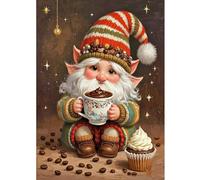 SHEGZHUC Peinture diamant adulte nains café, 30 x 40 cm, peinture diamant, tableau lutin café, gnome, mosaïque broderie point de croix, art cadeau, décoration murale pour chambre à coucher, salon