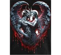 SHEGZHUC Peinture diamant carrée 40 x 50 cm Ange et diable Tête de mort Femme avec ailes Mosaïque Peinture diamant Art Broderie Point de Croix Images Cadeau Décoration murale