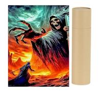 SHEGZHUC Peinture diamant carrée 40 x 50 cm - Tête de mort avec papier kraft - Tube d'expédition rond - Peinture diamant - Tête de mort - Mosaïque - Broderie au point de croix - Cadeau - Décoration