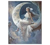 SHEGZHUC Peinture diamant Elfes Fées 30 x 40 cm Peinture diamant Elfes et fées Peinture diamant Diable et ange Lune Diamant Peinture Art Broderie Point de Croix Images Cadeau Décoration murale