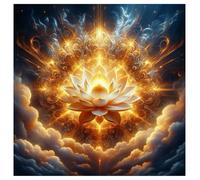 SHEGZHUC Peinture diamant Lotus zen doré 30 x 30 cm Diamond Painting Fleurs Diamond Painting Fleur de lotus Mosaïque Diamant Peinture Art Broderie Point de Croix Images Cadeau Décoration murale