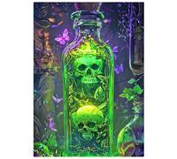 SHEGZHUC Peinture diamant tête de mort bouteille 30 x 40 cm peinture diamant tête de mort crâne squelette horreur gothique vert mosaïque diamant peinture art broderie point de croix images cadeau