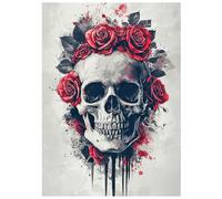 SHEGZHUC Peinture diamant tête de mort roses 30 x 40 cm Diamond Painting Crâne Tête de mort Diamond Painting Horreur Gothique Halloween Mosaïque Diamant Peinture Art Broderie Point de Croix Images