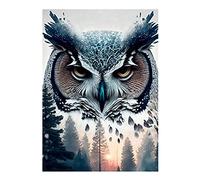 SHEGZHUC Square Diamond Painting Hibou 40x50 cm Diamant Peinture Carré Foret Peinture par Numéros Diamant Peinture Paysages Forêt Kit Tableau Strass