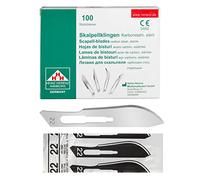Shehadeh - Lot de 100 lames de scalpel figure 22 pour support de scalpel n° 4 - Emballage stérile individuel