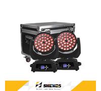 SHEHDS 36x18W RGBWA + UV LED lavage Zoom boîtier de vol lumière principale mobile pour Disco danse KTV fête mariage Bar scène 2pcs with FC