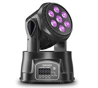 SHEHDS Lampes frontales mobiles à DEL 7 x 18 W RGBWA+UV 6 en 1 pour lavage de scène, son actif DJ lumière professionnelle DMX512 stroboscopique disco pour vacances, karaoké, pub, bar, spectacle, fête