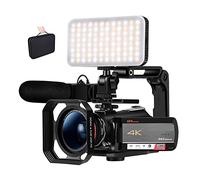 SHEHUALI Caméra de vlogging, Caméscope de caméra vidéo 4k v Enregistreur de caméra vlogging AC5 12x Zoom Optique de caméscope en Streaming en Direct avec LED Mémoire légère Dakota du Sud Carte