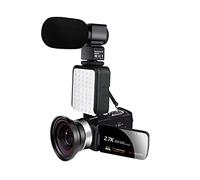 SHEHUALI Caméra de vlogging, Caméscope vidéo 3 0mp Caméscope vidéo Caméra avec écran Tactile 16 x Streaming for Photographie vidéo enregistreur numérique(32GB SD Card,DV03-Mic-Lens-Light)