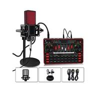 SHEHUALI Kit Carte Son, Carte Son Microphone Audio USB Casque Webdiffusion en Direct Carte Son Interface Carte Son USB Externe for Chanter(G3 with L9 Red)
