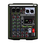 SHEHUALI Table de mixage DJ, 99 DSP Effet Mixer 4 canaux Portable 48V Phantom Power Monitor DJ Console de mixage for Studio Professionnel(Zwart)