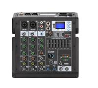 SHEHUALI Table de mixage DJ, Série 4 canaux 99 Effets EQ 7 Bandes Lecture et Enregistrement USB DJ Party School Sound Mixer