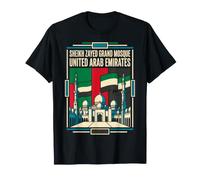 Sheikh Zayed Grande Mosquée Drapeau des Émirats Arabes Unis Dômes Minarets Voyage Art T-Shirt