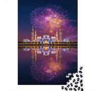 Sheikh Zayed Mosquée Fireworks 1000 Pièces Puzzle Adultes UAE Mosquée Cadeau pour Les Amants Ou Les Amis pour L'accrocher Une Fois L'assemblage Terminé Challenge Puzzle 1000pcs (75x50cm)