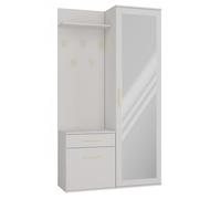 SHEILA - Vestiaire d'entrée avec miroir - Armoire + porte-manteau - Rangements chaussures - Beige
