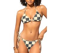 SHEKINI Brasil Deux pièces Maillot de Bain Halter Triangle Bikini Set Side Tie Maillot de Bain pour Femmes