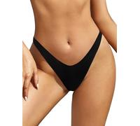 SHEKINI Femme Maillot de Bain Bikini Brésilien Bas de Bikini Thong Swim Trunks Taille Basse String Tanga Bas de Maillots Sexy V Type Bas de Bikini de Plage Slip de Bain (S, Noir V)