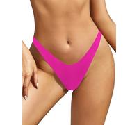 SHEKINI Femme Maillot de Bain Bikini Brésilien Bas de Bikini Thong Swim Trunks Taille Basse String Tanga Bas de Maillots Sexy Bas de Bikini de Plage Slip de Bain (XL,Rose Fluorescent)
