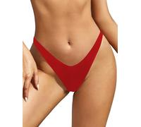 SHEKINI Femme Maillot de Bain Bikini Brésilien Bas de Bikini Thong Swim Trunks Taille Basse String Tanga Bas de Maillots Sexy V Type Bas de Bikini de Plage Slip de Bain (S, Rouge V)