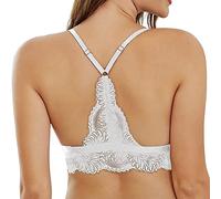 SHEKINI Femme Soutien-Gorge Triangle sans Armature Bralette en Dentelle Fermeture Avant Brassiere Coussinet Amovible Dos Croisé Hauts Courts Classiques Bustier sous-Vêtement Bretelles Réglable