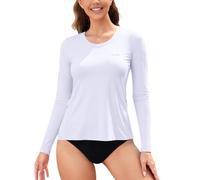 SHEKINI Maillot de Bain Rashguard Femme à Manches Longues pour Surf Natation Séchage Rapide Haut de Maillot de Bain Tee Shirt Protection UV avec Poches