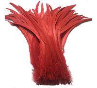Shekyeon 30-35 cm Queue de coq plumes à utiliser pour chapeaux Costume Décoration Lot de 50 Rouge
