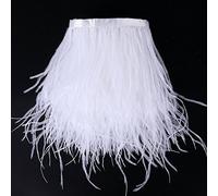 Shekyeon Frange en plumes d'autruche pour mariage, couture, décoration, lot de 1,83 m (blanc)