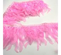 Shekyeon Frange plumes de dinde pour vêtements de fête, bricolage, couture, travaux manuels, décoration, lot de 1,8 m (rose)