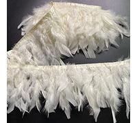Shekyeon Lot de 1,8 m de franges en plumes de dinde pour vêtements de fête, bricolage, couture, décoration (ivoire)