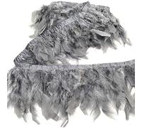 Shekyeon Lot de 1,8 m de plumes de dinde pour vêtements de fête, bricolage, couture, décoration (gris)