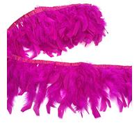 Shekyeon Lot de 2 bordures à franges en plumes de dinde pour vêtements de fête, bricolage, couture, loisirs créatifs, décoration (fuchsia)