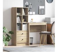 SHELD - TOP Marron Bureau Informatique moderne - Bureau à caissons avec tiroir 2 pcs Chêne Sonoma(1 Personne),216939