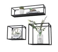 Shelf étagère Murale, Fer Art Cube étagères Ensemble de 3, étagère Flottante Noir, décoration Murale étagère de Rangement Industrielle (Couleur : Noir)