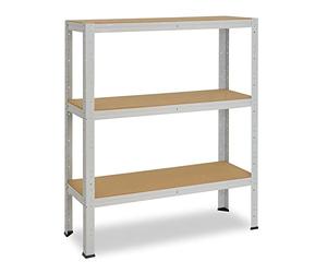 shelfplaza® 100x120x30cm Office Gris Clair etagère de Rangement Outil/Etagere Metal avec 3 Niveaux/capacité Charge 175kg par Niveau d' Etagere Bureau/Etagere Rangement pour Etagere de Bureau