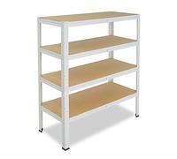 shelfplaza® 100x70x30cm Home Étagère Charge Lourde Blanc/Etagere Metallique 4 Niveaux / 175kg capacité Charge/Etagere en Metal, étagères de Rangement & Etagere Rangement Garage Acier
