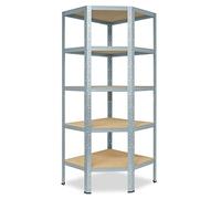 shelfplaza® 180x90x60cm Home étagère d'angle galvanisé/Etagere Angle en Metal 5 Niveaux/etagères d'angle avec capacité Charge 175kg par Niveau/Etagere d'angle comme Etagere Rangement